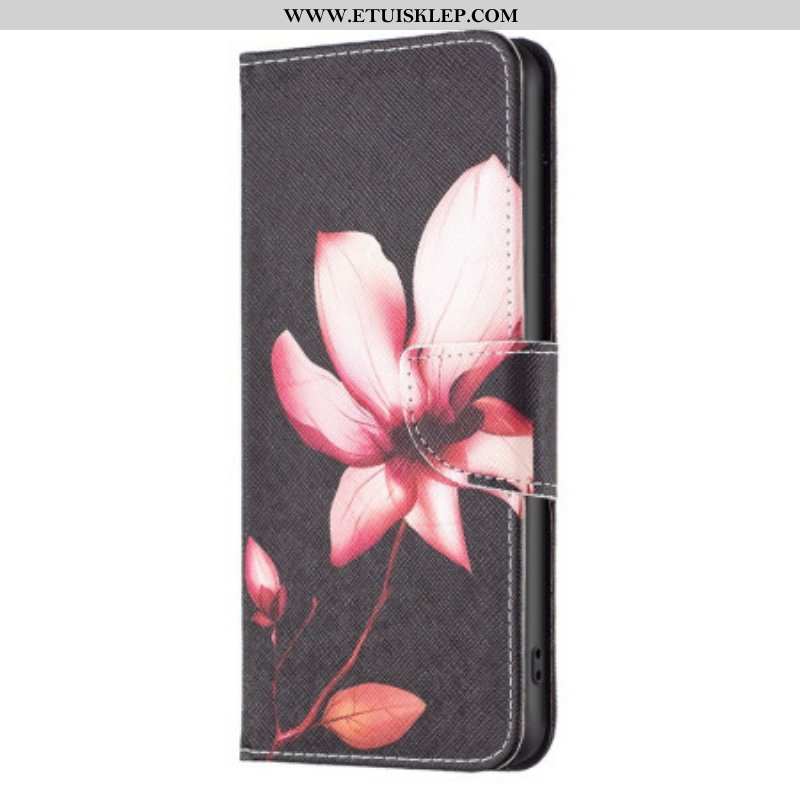 Etui Folio do Samsung Galaxy A14 / A14 5G Kwiat Na Czarnym Tle